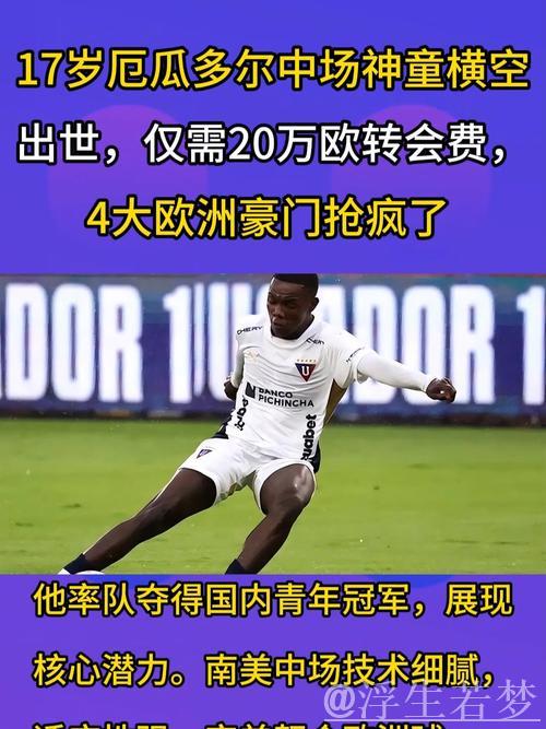17岁厄瓜多尔中场神童横空出世，仅需20万欧转会费，4大欧洲豪门抢疯